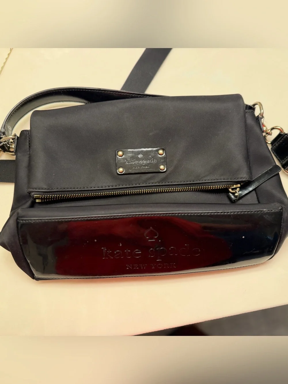 kate spade Black Nylon and Patent Leather Crossbody Bag